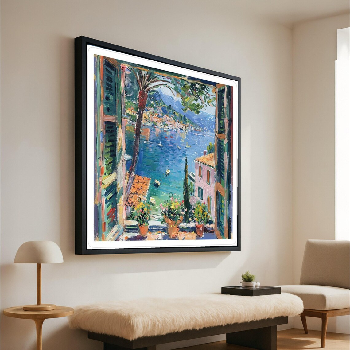 Mediterranean Harbor Wall Art Print, Coastal View