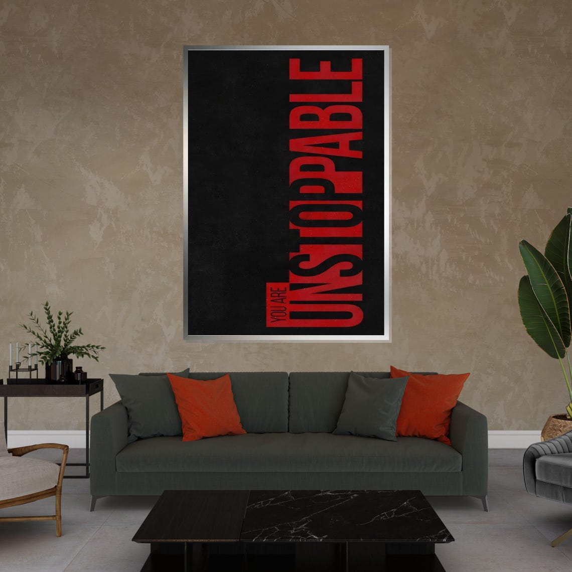 You Are Unstoppable Bold Red Typography Motivational Quote Poster - Image 3