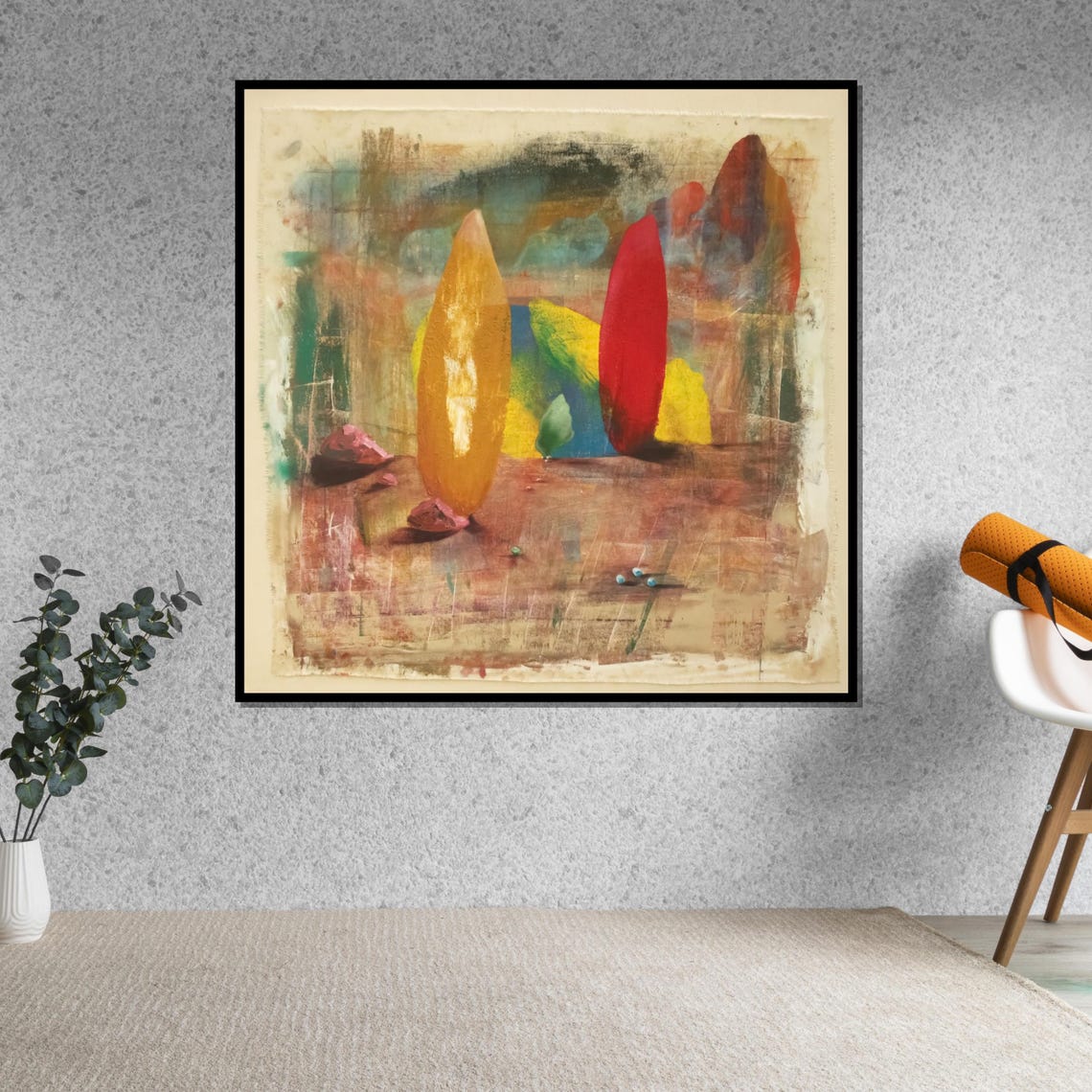Abstract Leaf Shapes Botanical Colorful Textured Beige Print - Image 5