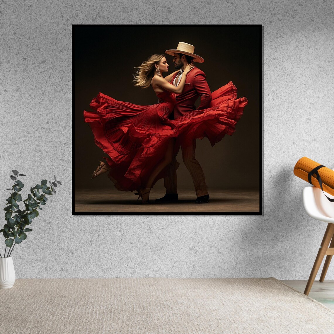 Passionate Red Dress Dance Couple Latin Rumba Night Art Poster - Image 5