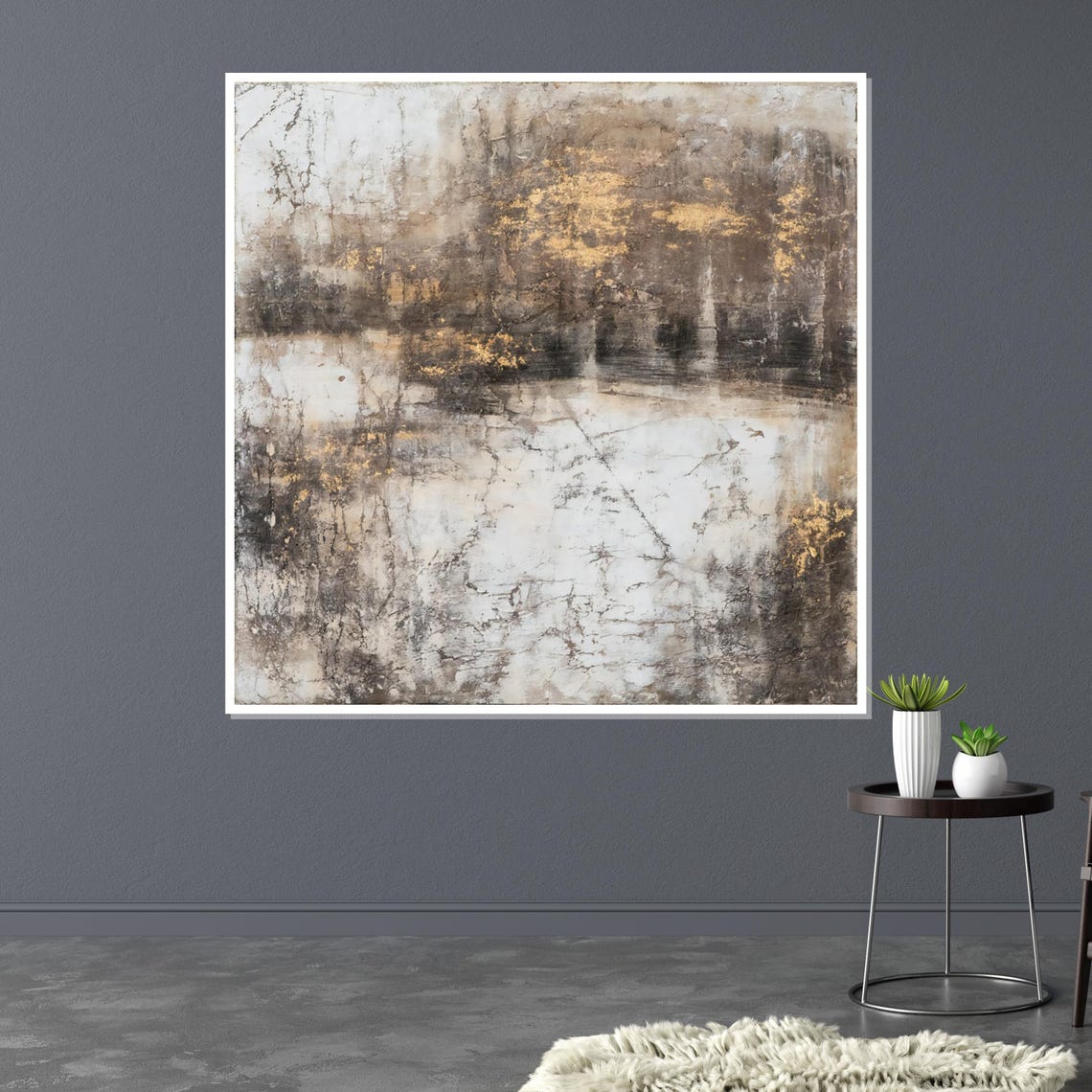 White Gold Marble Texture Neutral Elegant Stone Vein Wall Art - Image 3