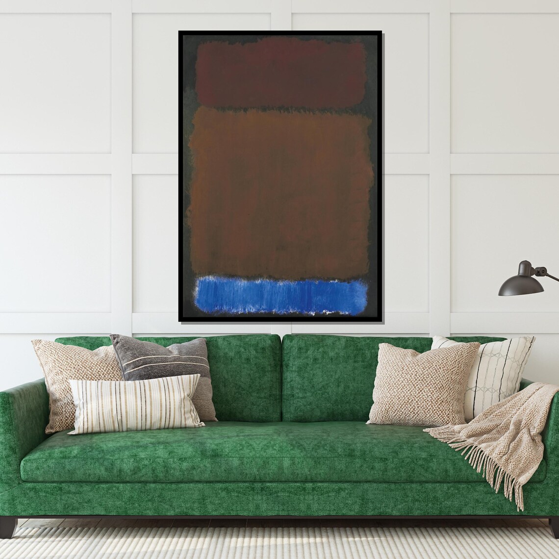 Earthy Bronze and Blue Color Field Abstract Modern Art Poster - Image 5