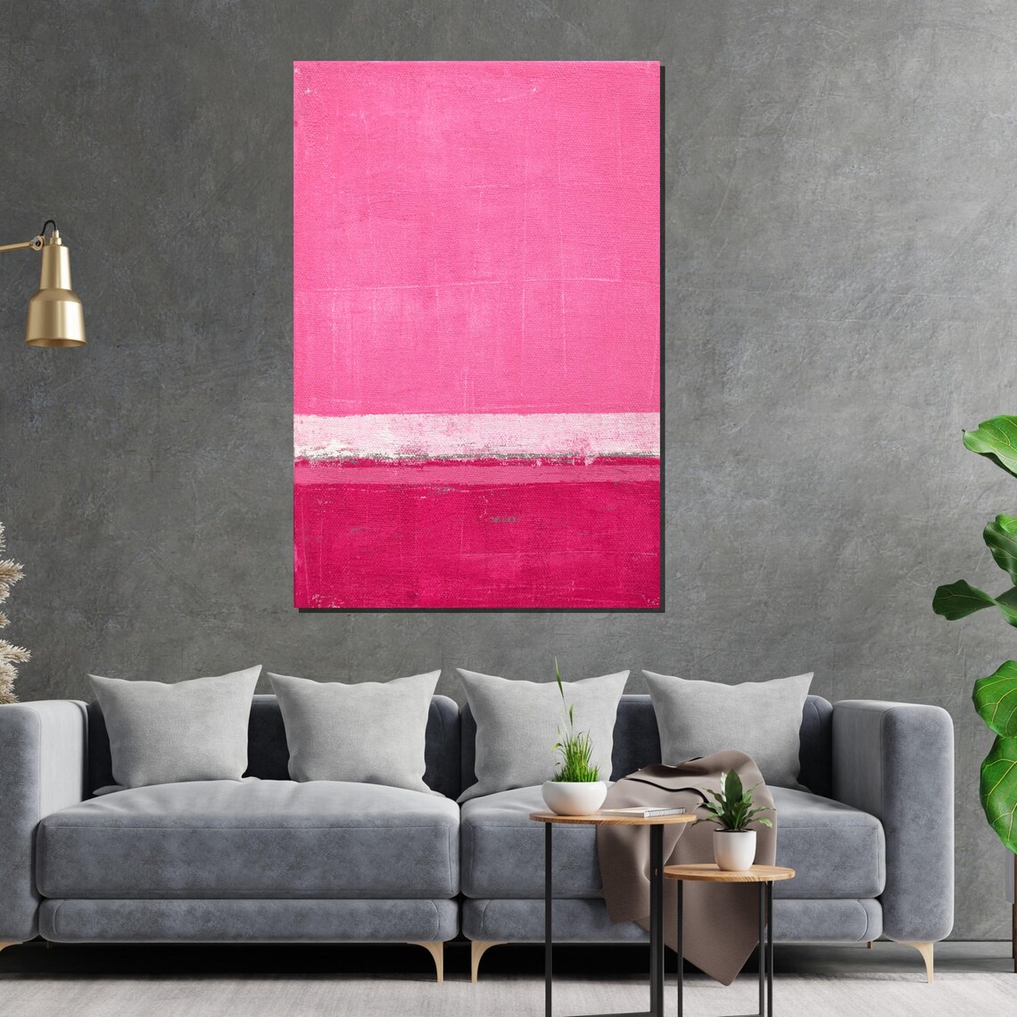Vivid Pink Tone Minimalist Color Field Modern Soft Art Poster - Image 2