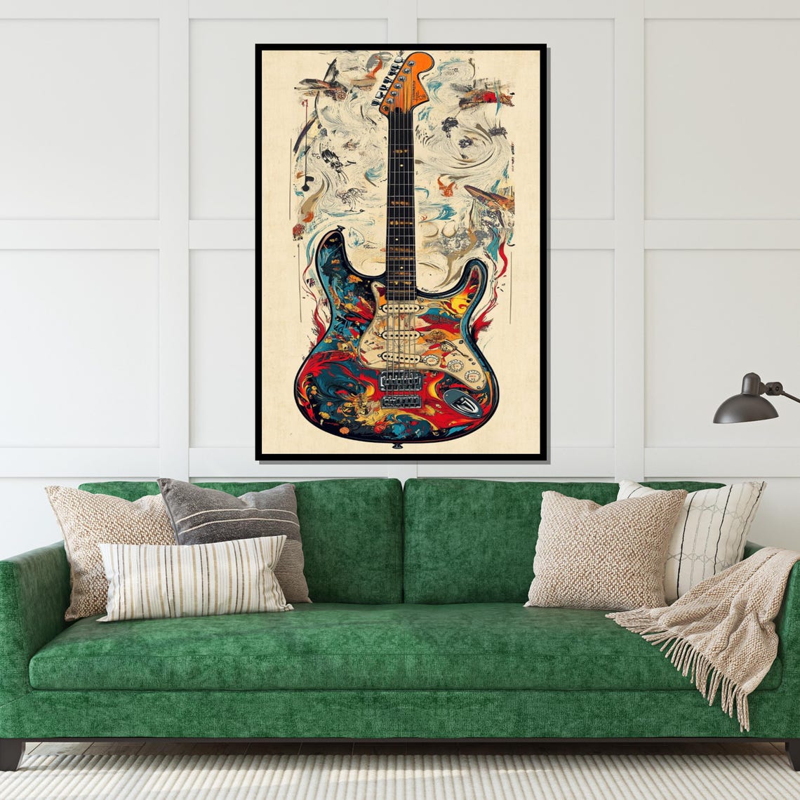 Psychedelic Electric Guitar Colorful Rock and Roll Art Poster - Image 5