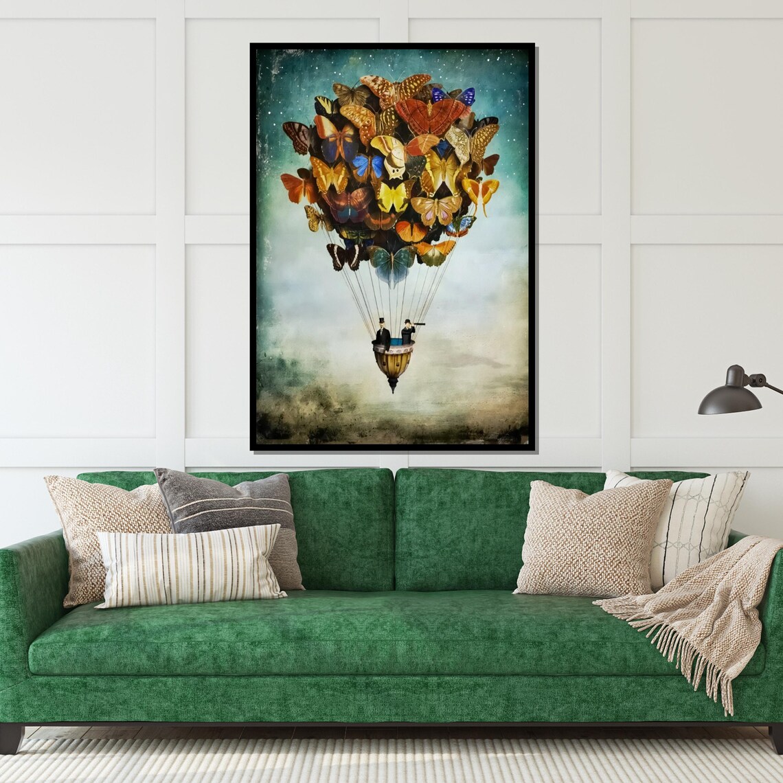 Dreamy Butterfly Hot Air Balloon Vintage Whimsical Fantasy Poster - Image 5