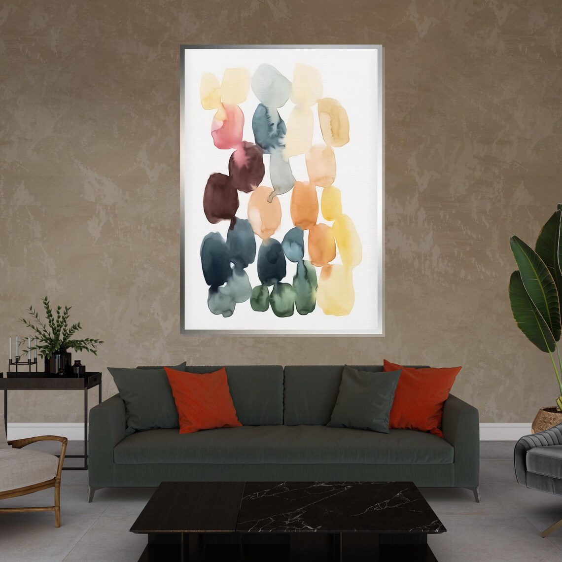 Soft Watercolor Color Blocks Muted Rainbow Modern Art Poster - Image 4