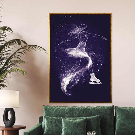 Starry Ice Skater Cosmic Figure Skater Art Wall Art Design Figure Skating Poster Ready To Hang Decoration