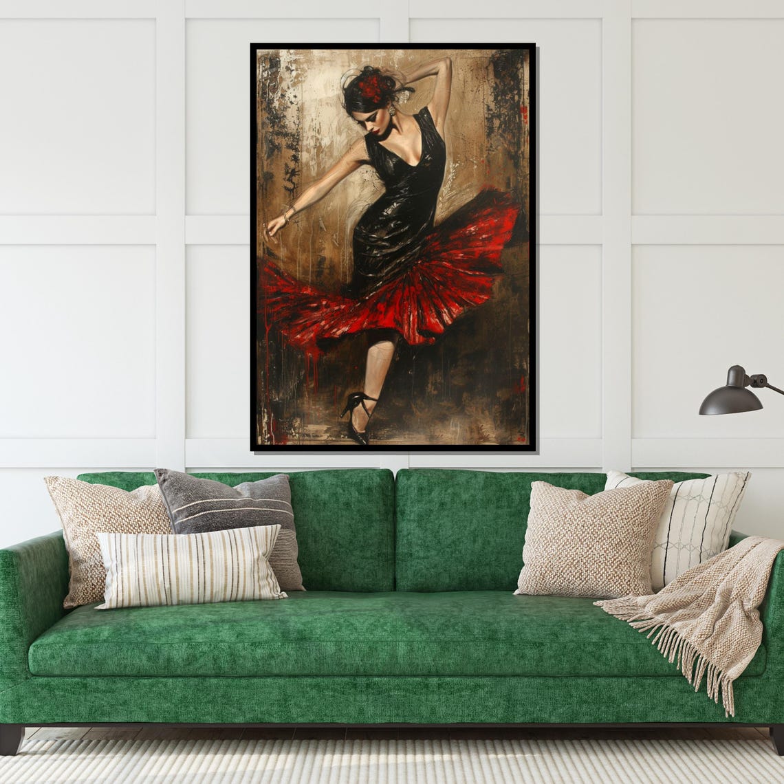 Flamenco Dancer Red Skirt Black Dress Passionate Pose Poster - Image 5