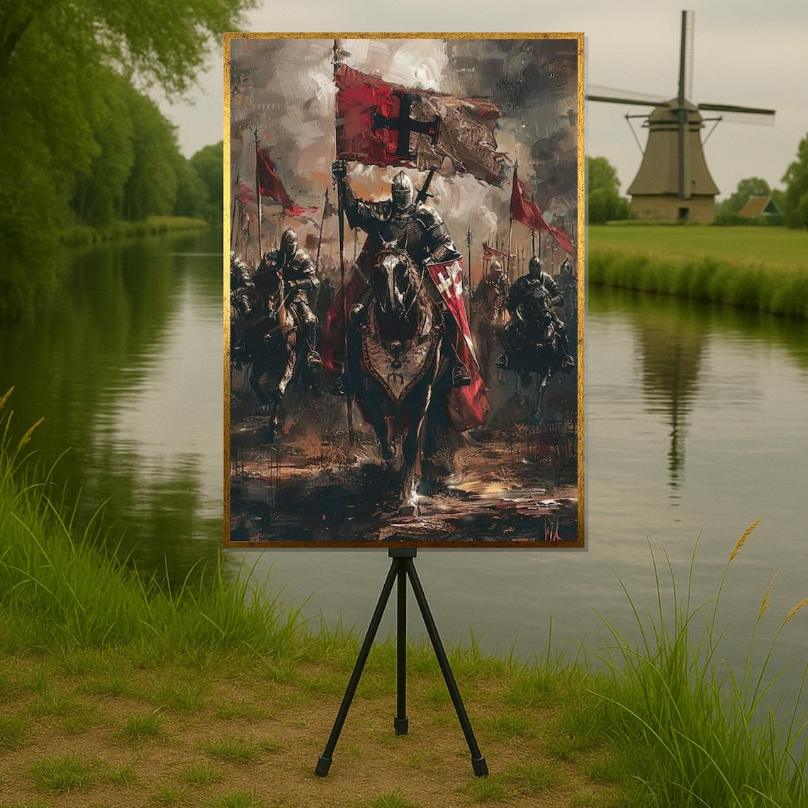 Medieval Knights Art Print, Historical Battle Design