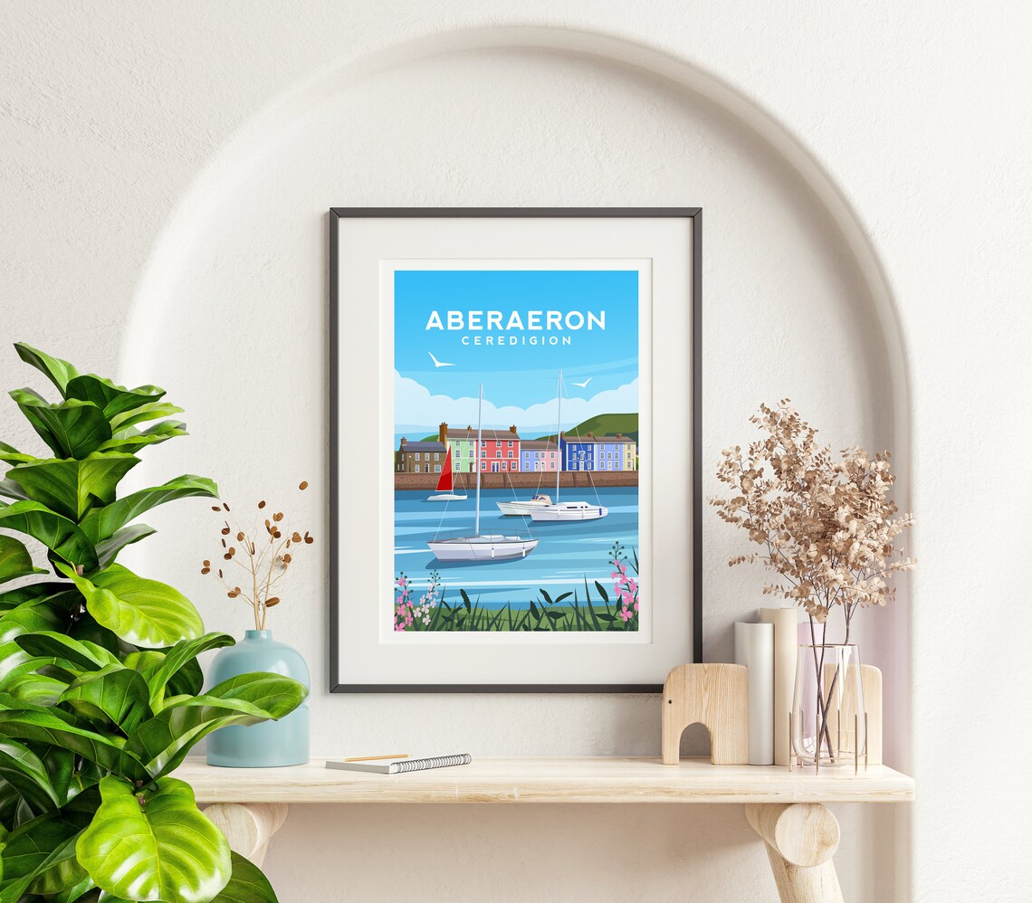 Aberaeron Wales Travel Poster, Ceredigion Illustration - Image 2