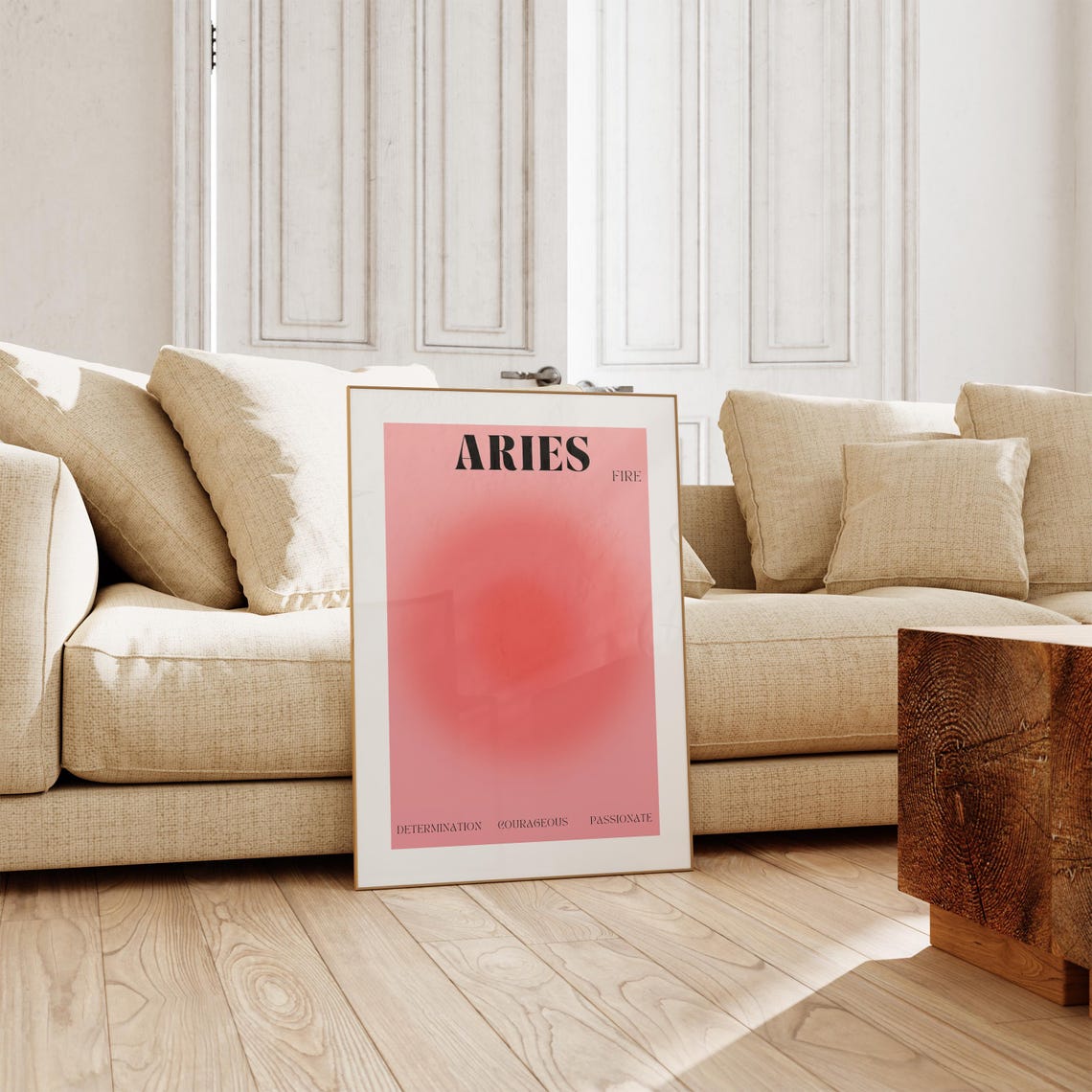 Aries Fire Sign Pink Aura Gradient Zodiac Astrology Birthday Poster - Image 2