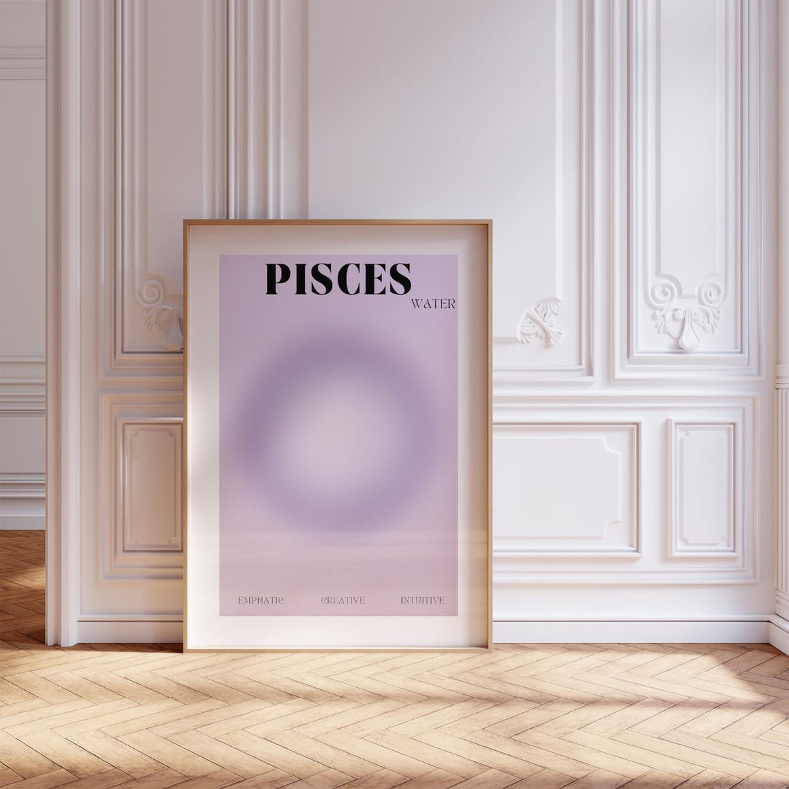 Pisces Water Sign Lavender Aura Gradient Zodiac Astrology Poster