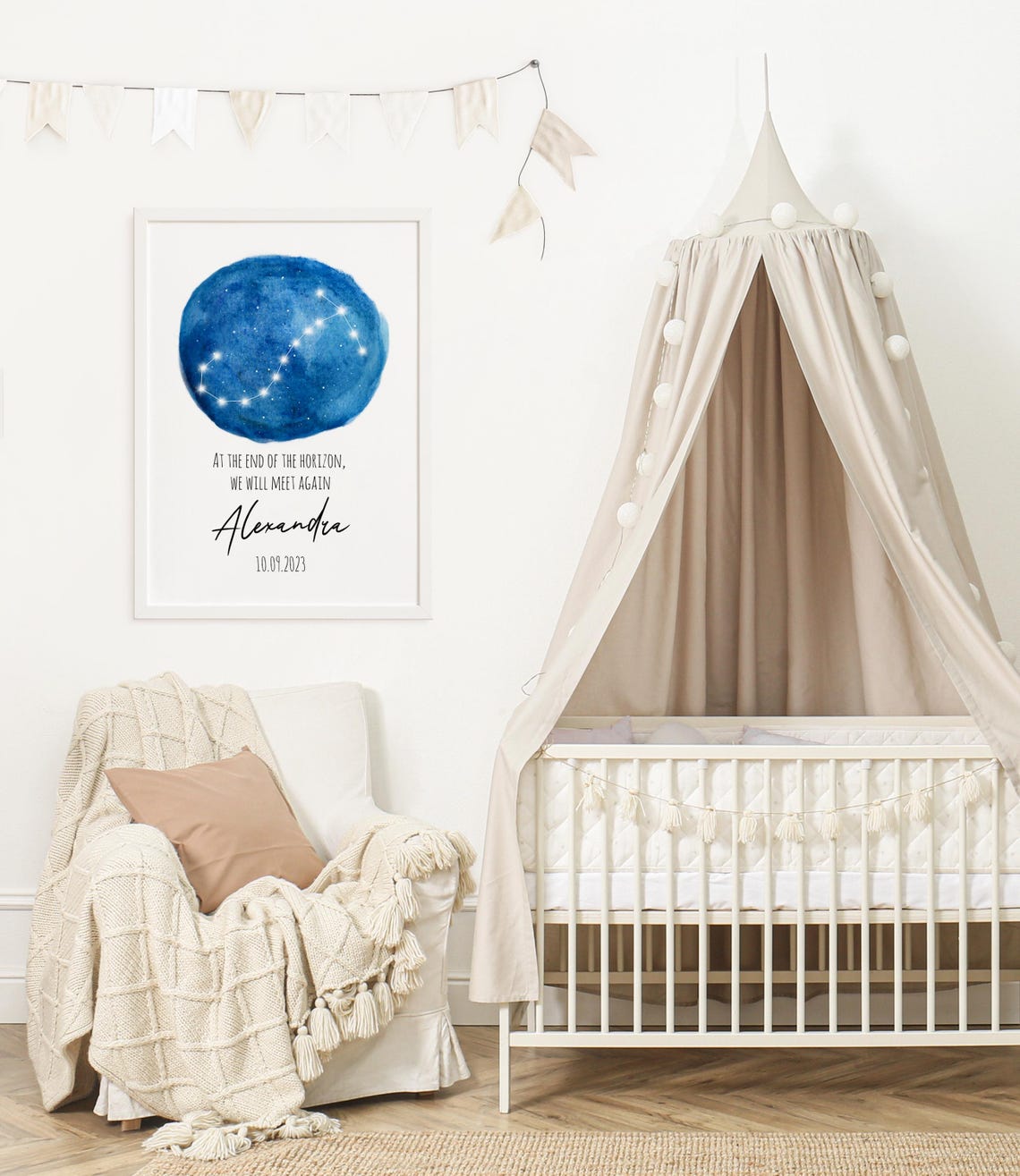 Blue Constellation Memorial Name Date Personalized Art Poster - Image 2