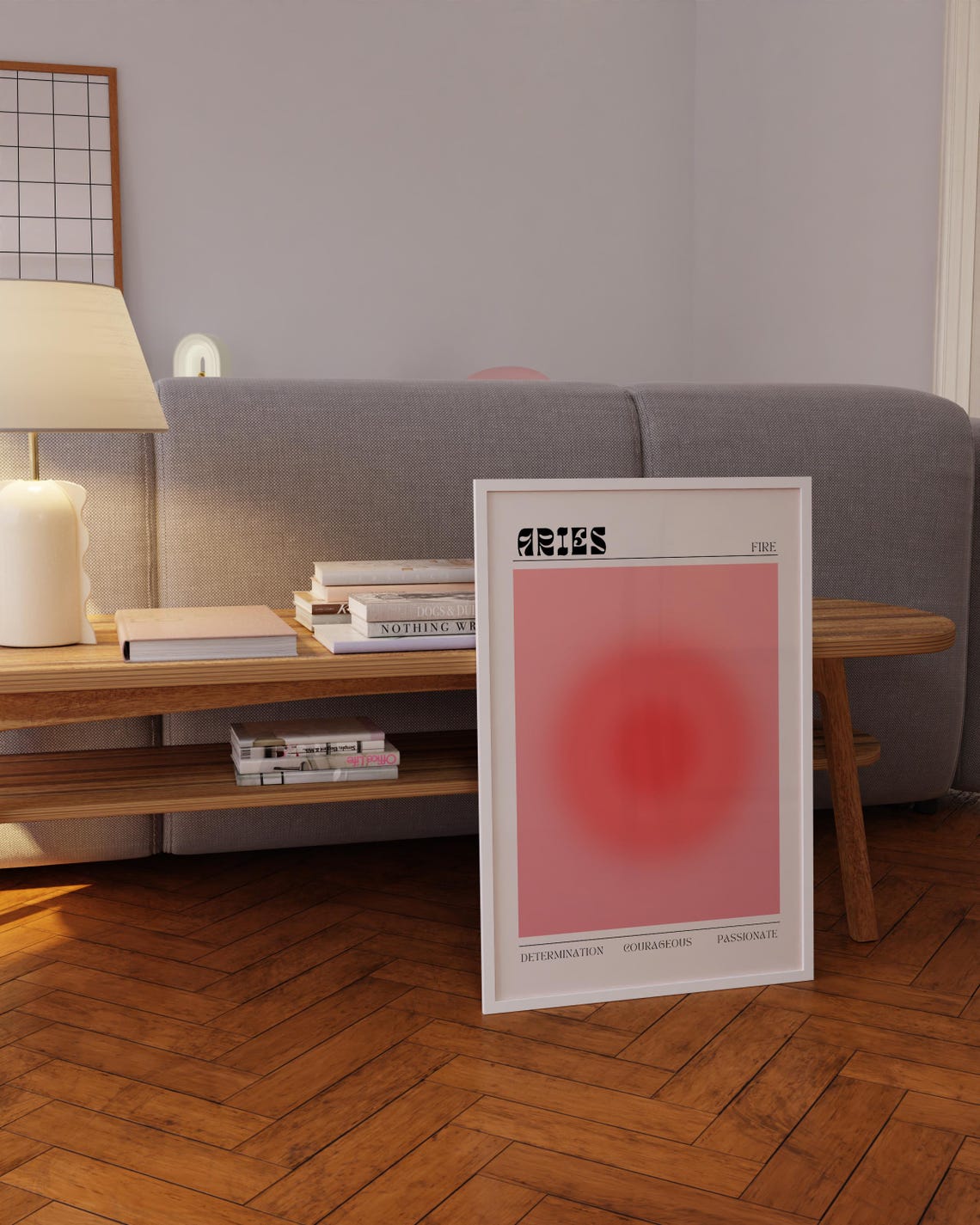 Aries Pink Aura Zodiac Sign Poster Fire Sign Astrology Wall Decor - Image 5