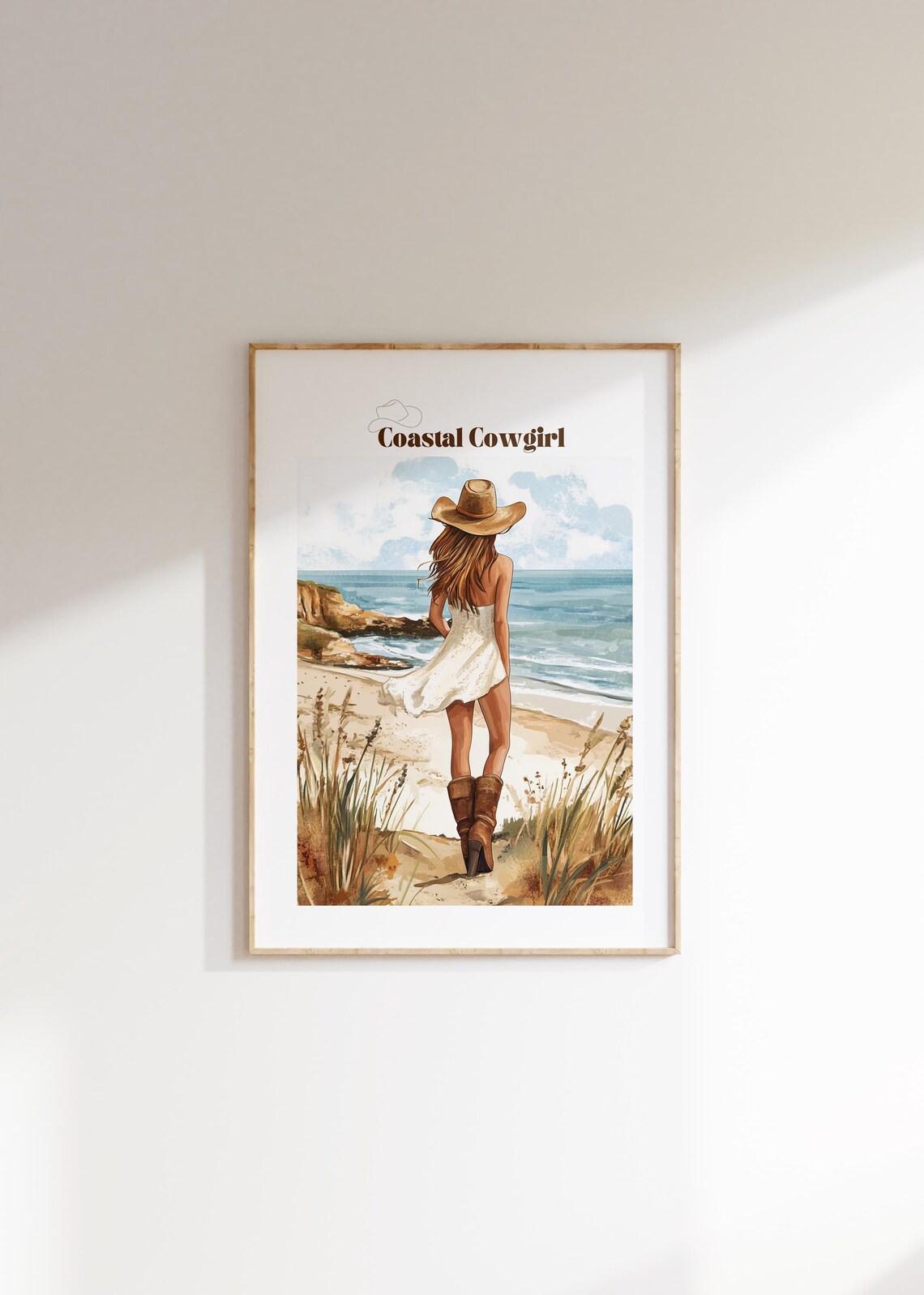 Coastal Cowgirl Watercolor Beach Girl Western Cowgirl Art Poster - Image 4