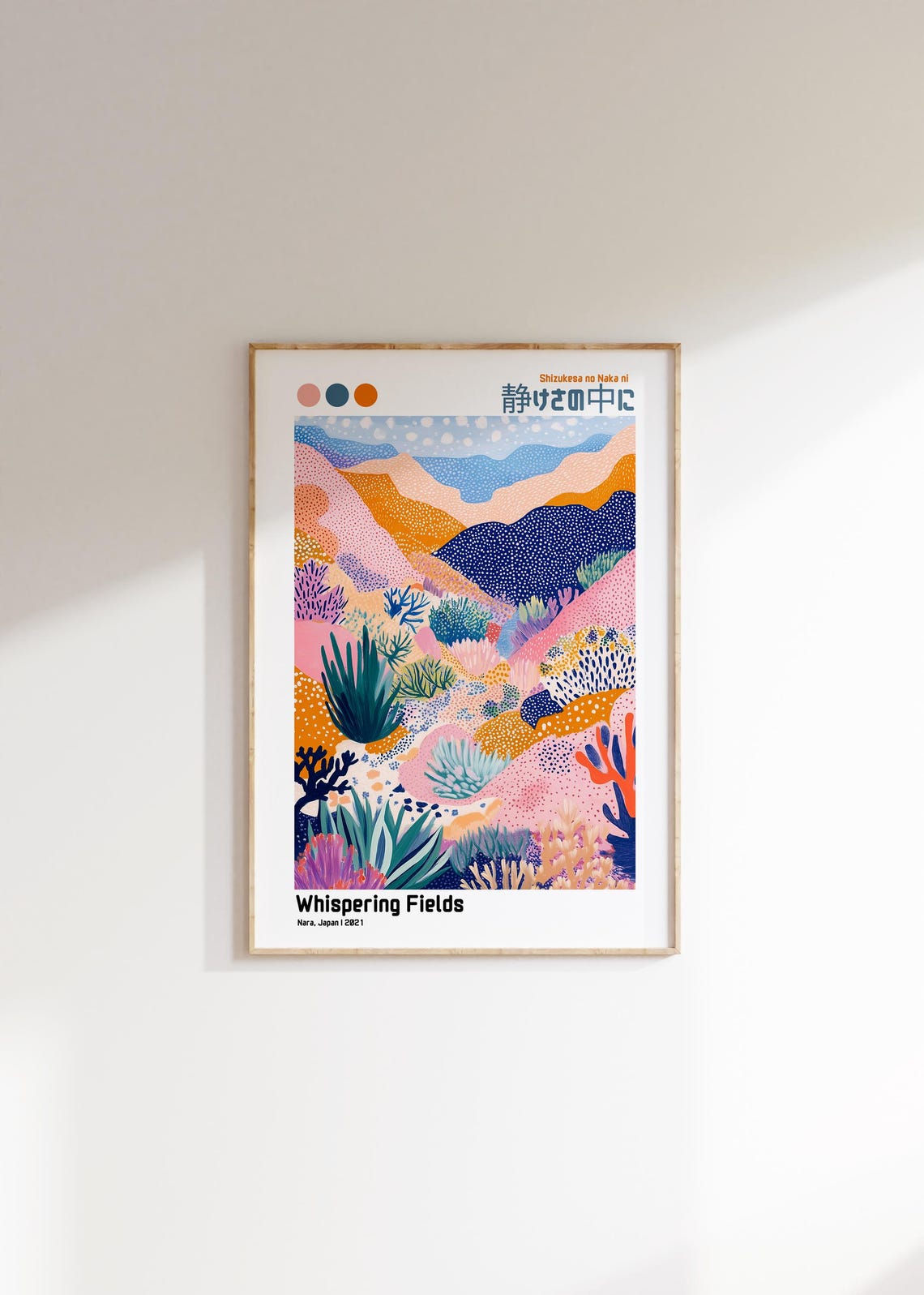 Whispering Fields Nara Japan Colorful Hills Landscape Art Poster - Image 2