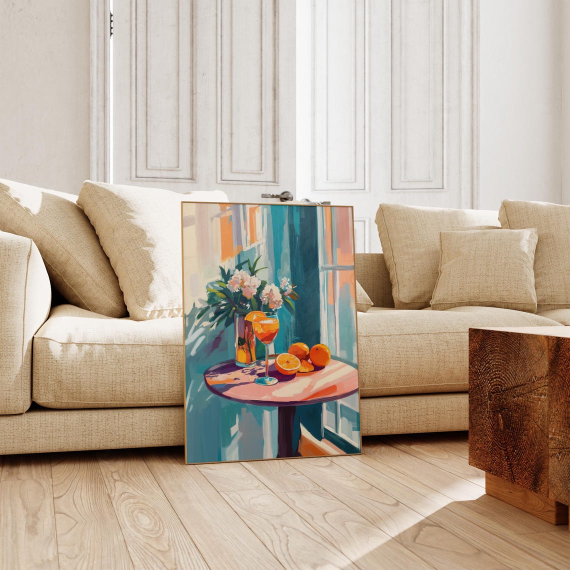 Orange Cocktail Still Life Painting Poster Sunlit Window Fruit Art - Image 3