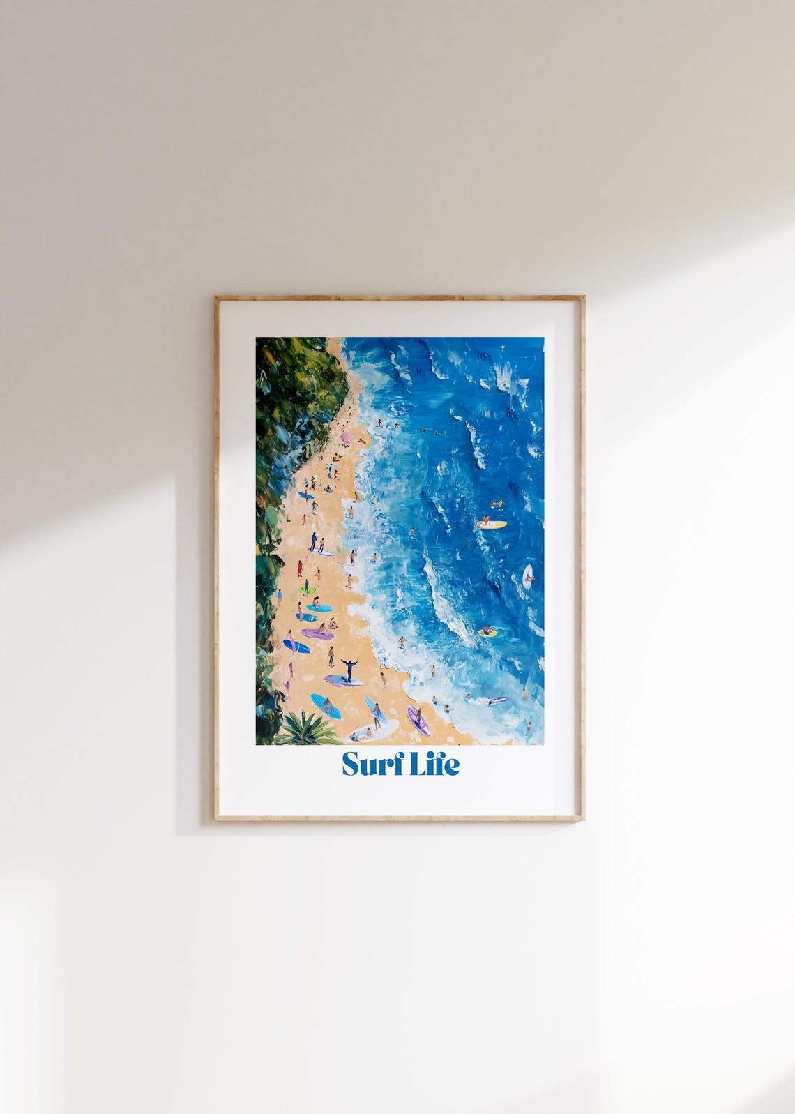 Surf Life Aerial Beach Surfers Palms Sunny Retro Travel Poster - Image 4
