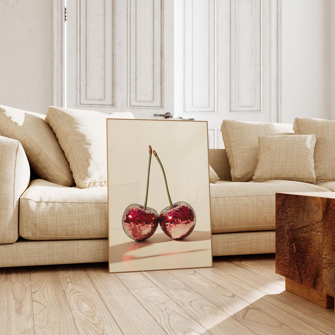 Disco Ball Cherry Funky Kitchen Art Print - Image 2