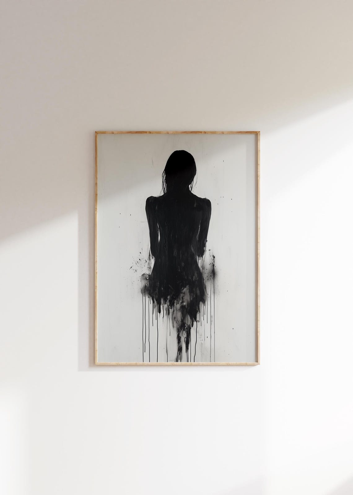 Black Woman Silhouette Ink Drip Abstract Minimalist Modern Art Poster - Image 2