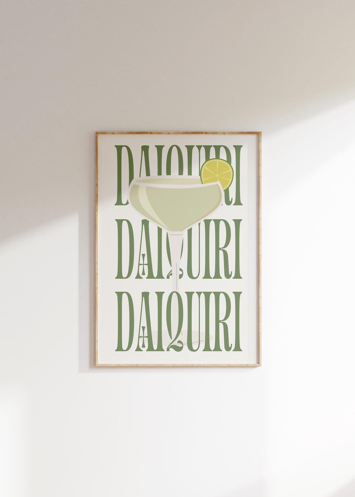 Daiquiri Green Typography Cocktail Poster Coupe Glass Retro Bar Art - Image 4