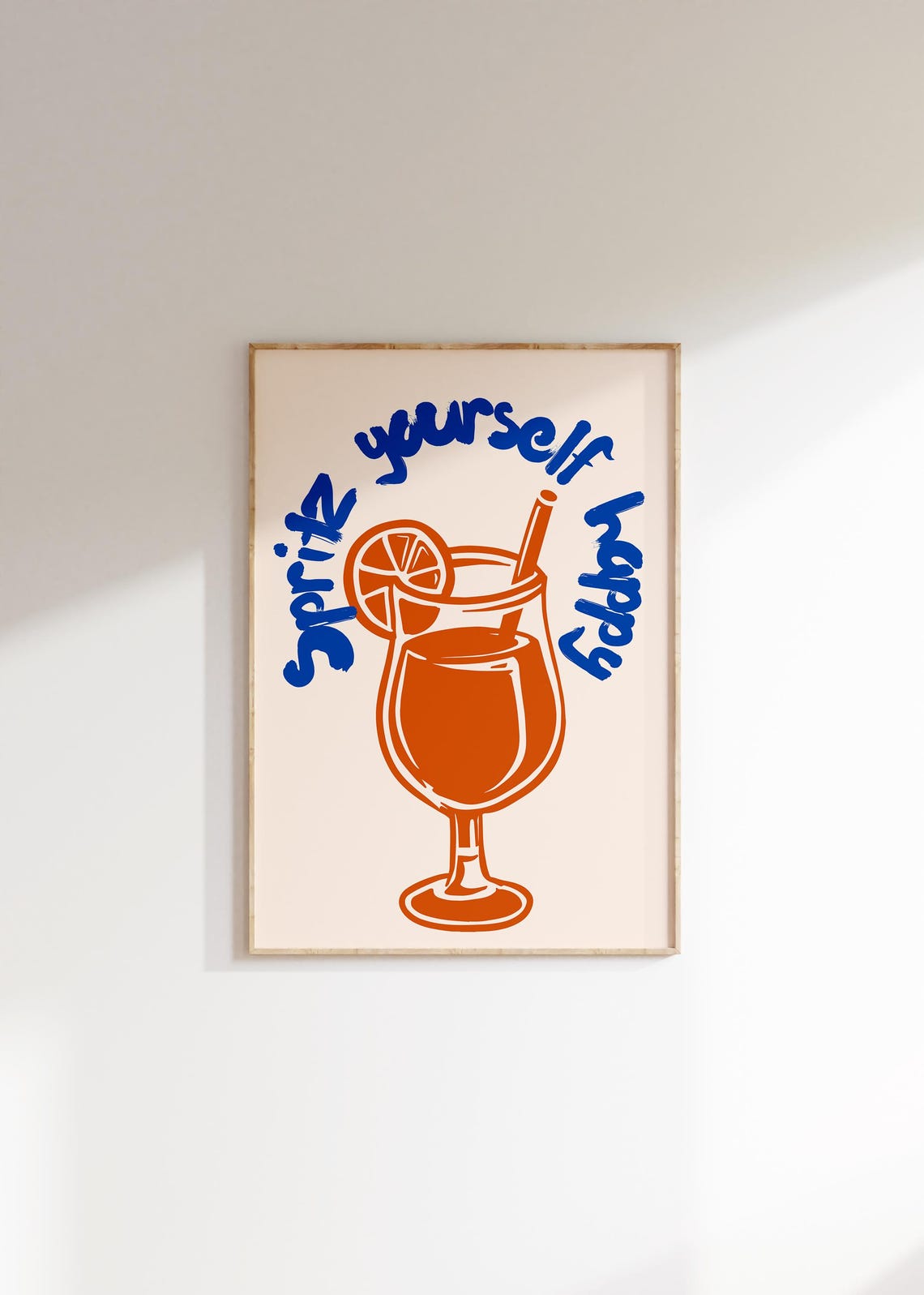 Spritz Yourself Happy Script Poster Playful Orange Cocktail Art - Image 4