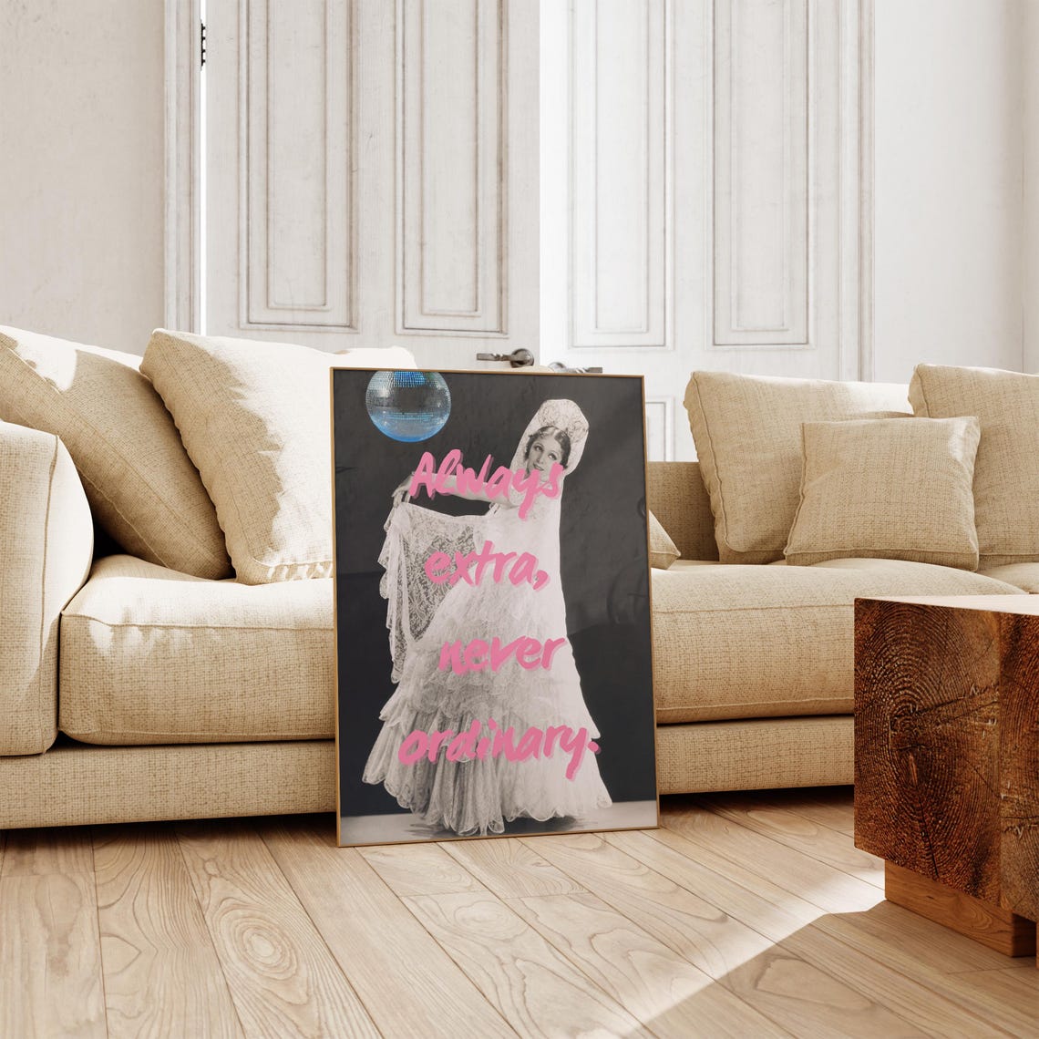 Home Retro Bubble Letters Blue on Pink Wall Decor Art Poster - Image 2