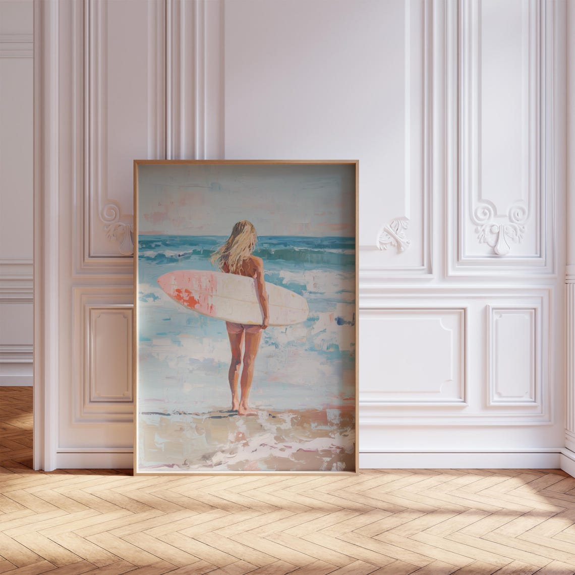 Retro Surf Poster Boho Decor Wall Art With Watercolor Print Beach Art Beach Prints Waves Beach Poster Beachy Wall Art As Gift For Her