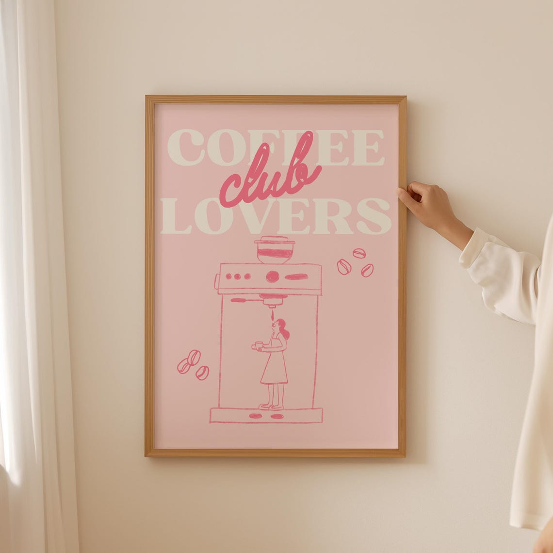 Pink Coffee Lovers Club Espresso Machine Preppy Kitchen Poster