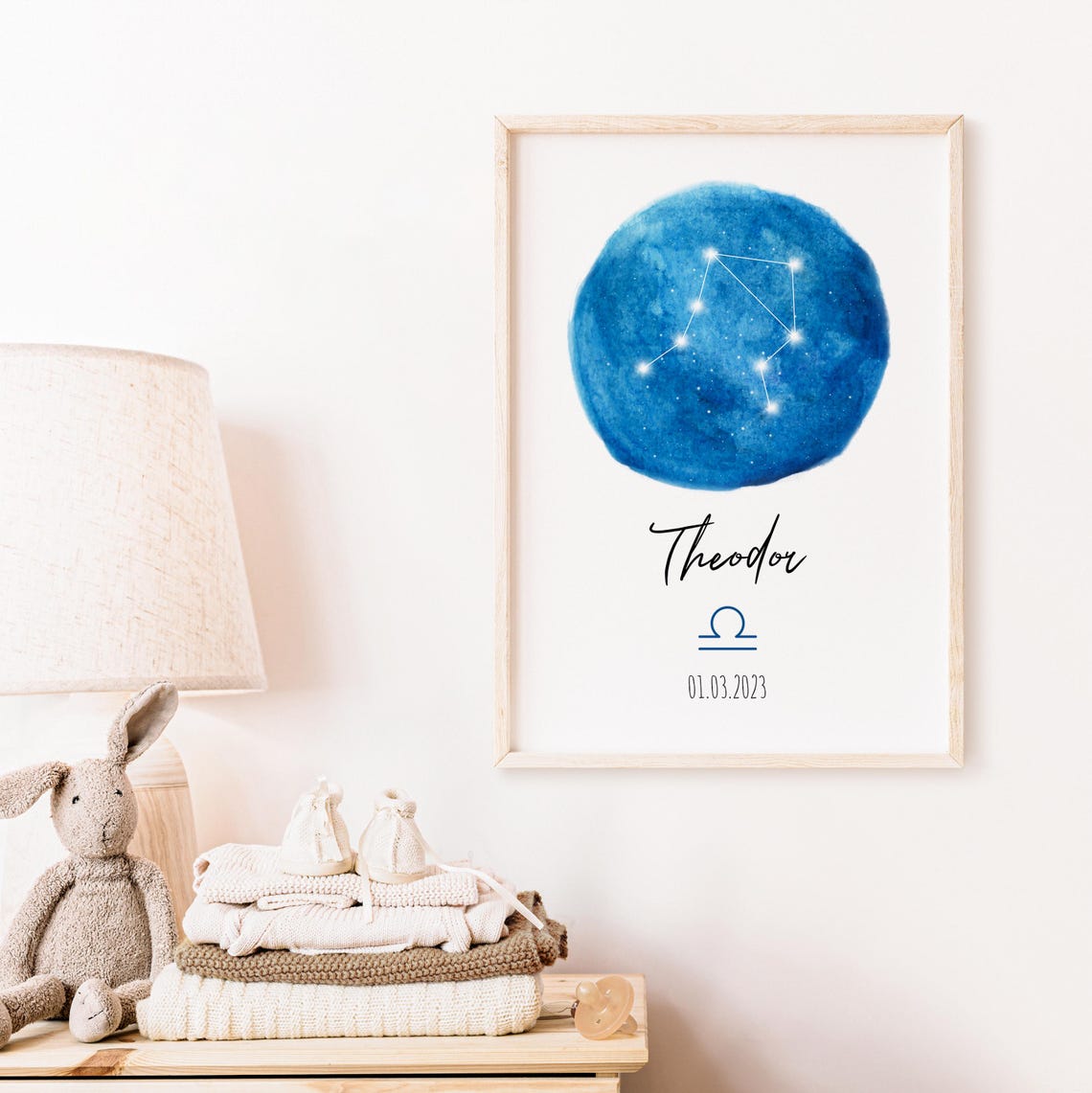 Libra Star Map Poster Personalized Astrology Gift Baby Shower Keepsake Birth Stats Print Newborn Name Sign Libra Constellation Print - Image 5