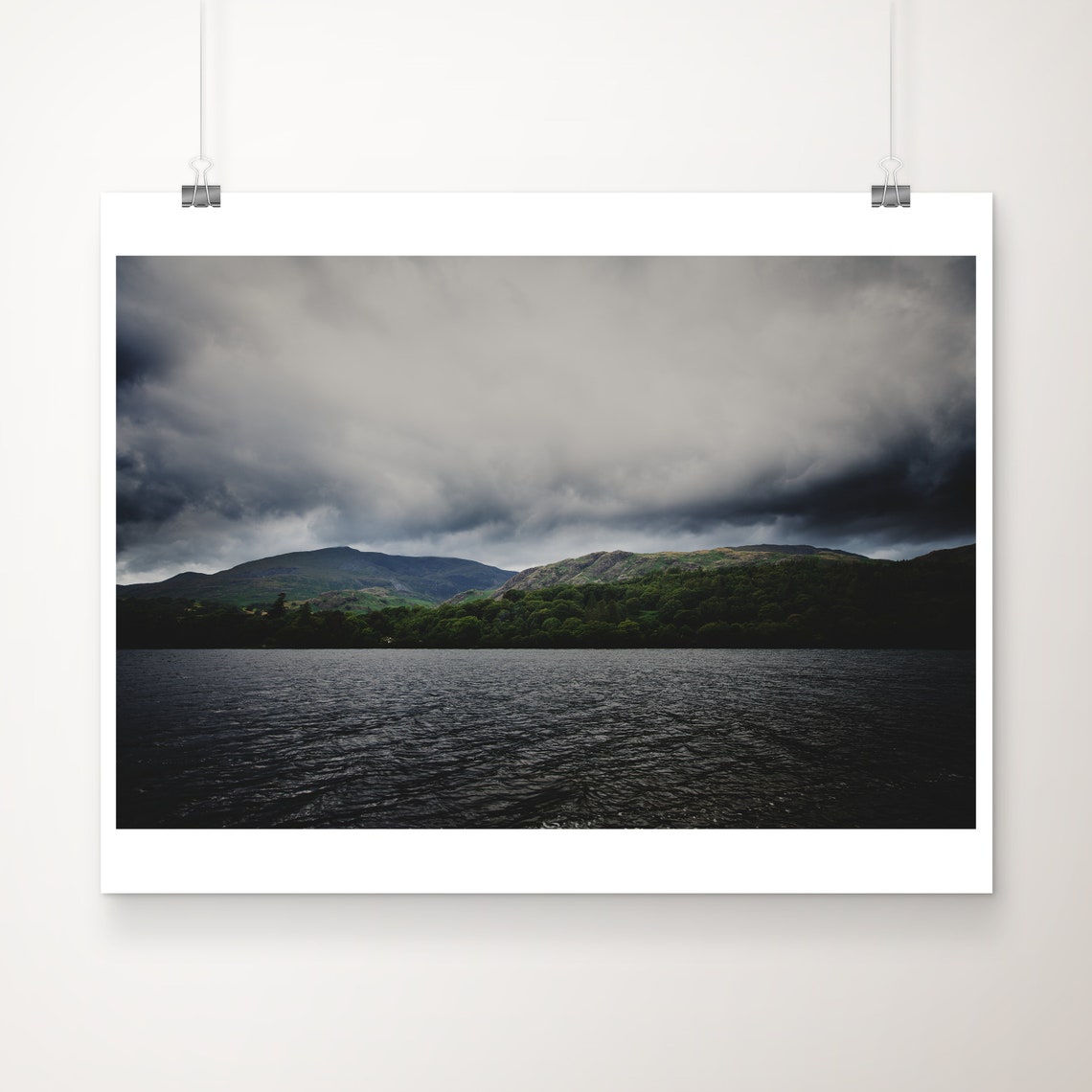 Coniston Water Stormy Sky Over Lake District Fells Travel Poster