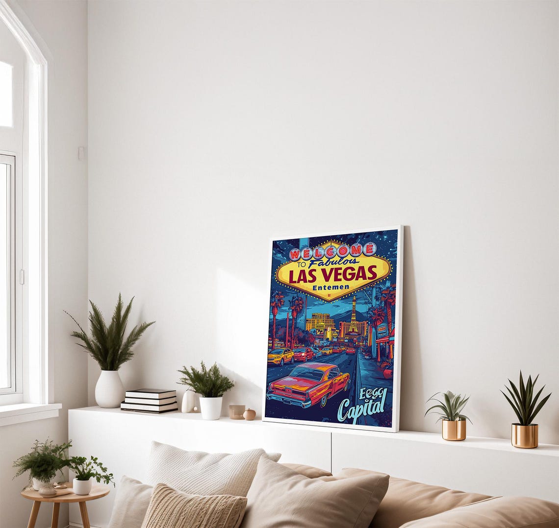 Las Vegas Travel Poster Nevada Wall Art Print Illustration Artwork Home Office Decor Personalized