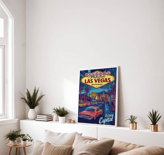 Las Vegas Travel Poster Nevada Wall Art Print Illustration Artwork Home Office Decor Personalized