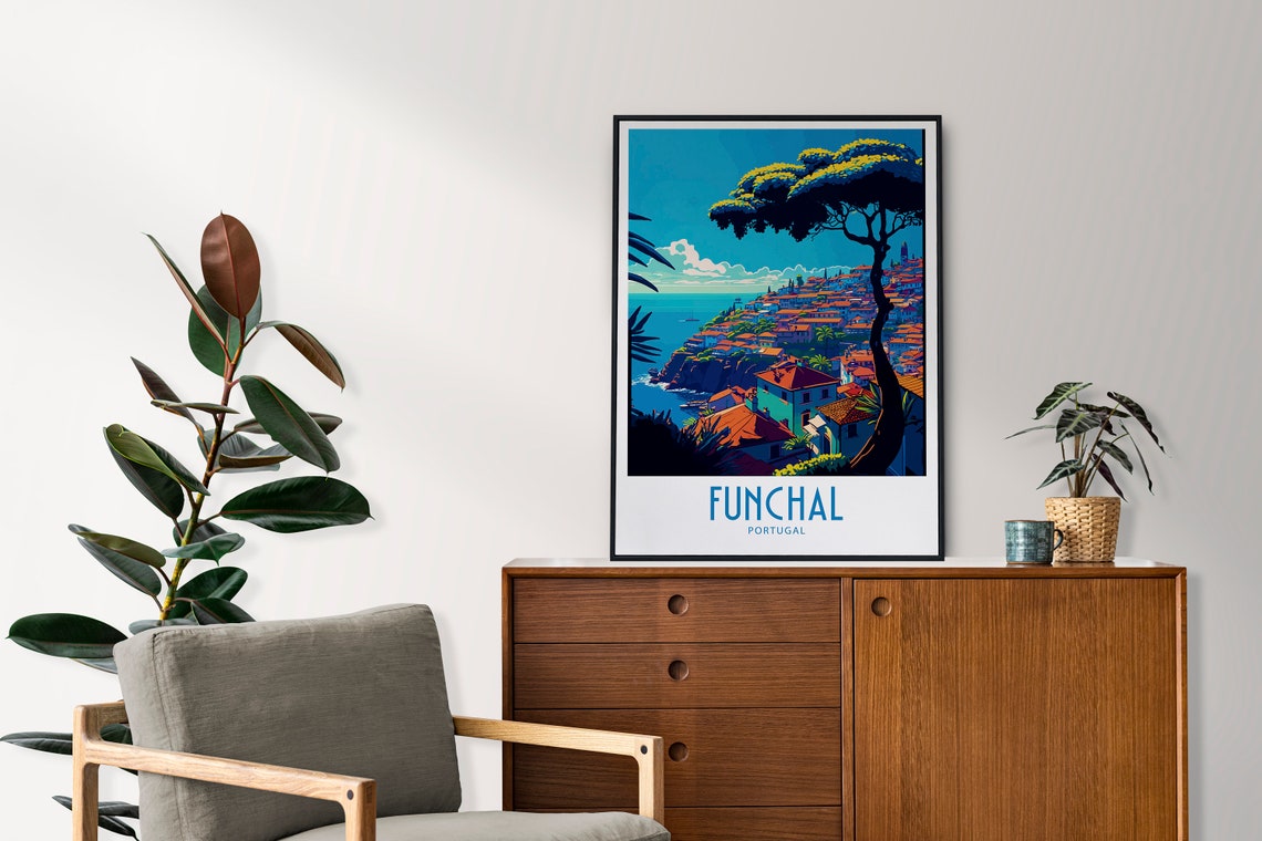 Funchal Travel Print Wall Art Funchal Portugal Wall Hanging Home Decoration Funchal Portugal Gift Art Lovers Wall Art Print Funchal Portugal - Image 4