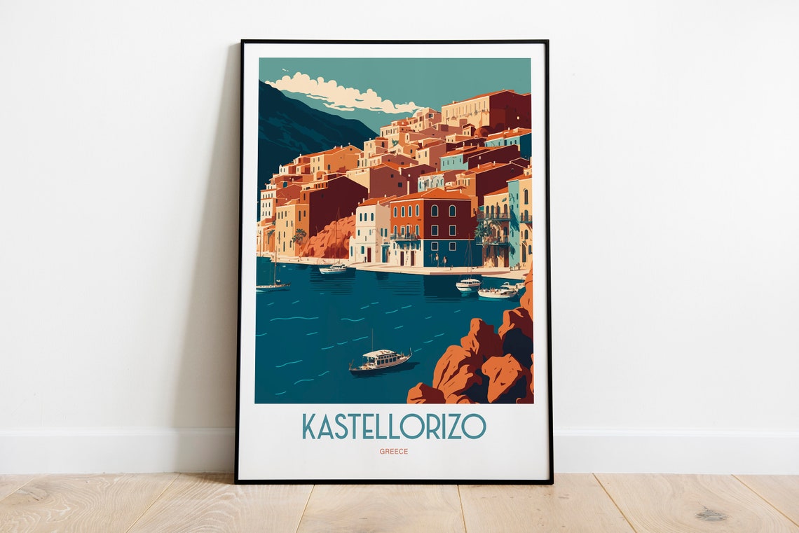 Kastellorzio Greece Travel Print Kastellorzio Greece Seaside Travel Art Kastellorzio Travel Print Greece Print Greece Island Poster