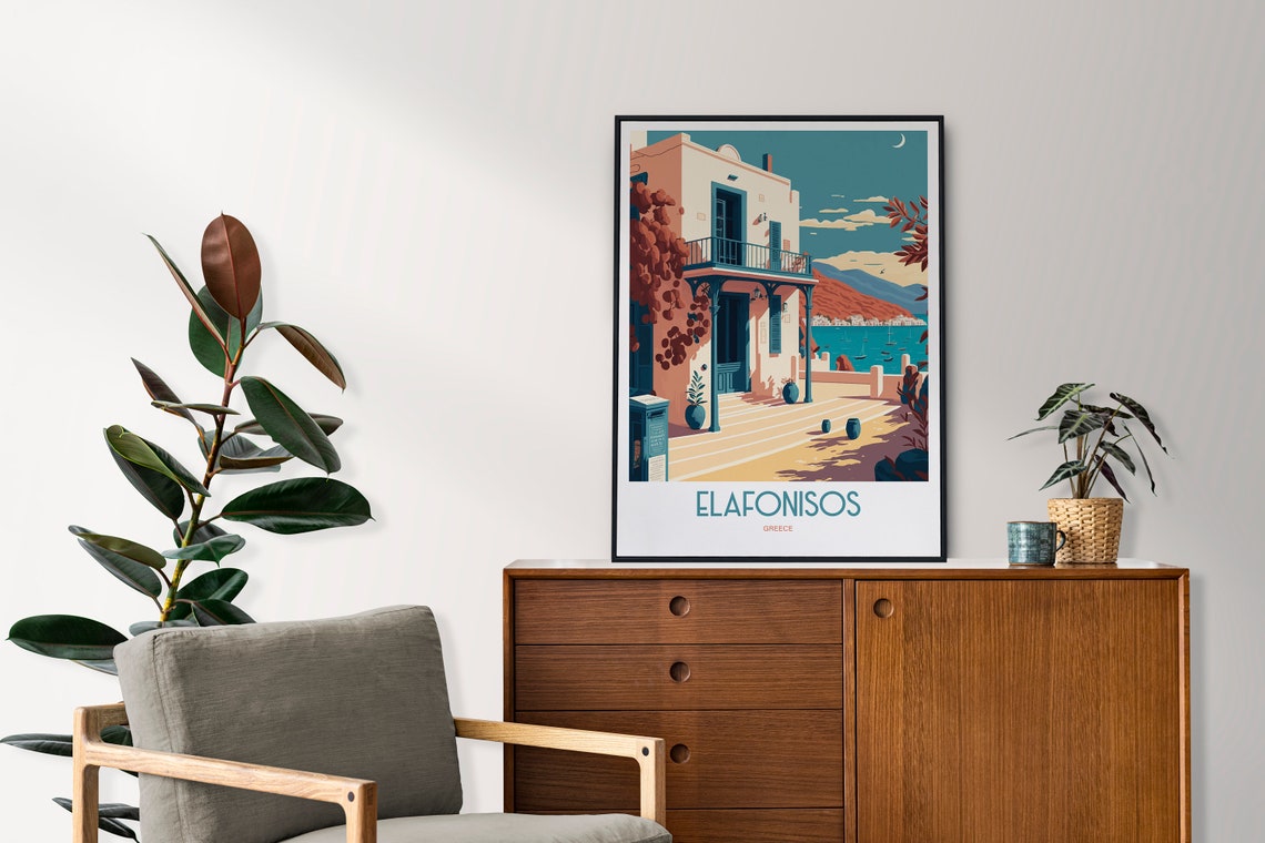 Elafonisos Greece Harbour Travel Poster Aegean Seaside Vintage Art - Image 2
