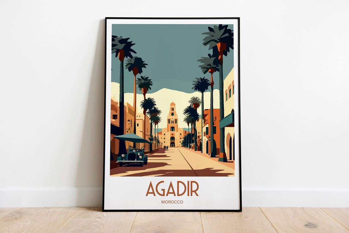 Agadir Morocco Travel Poster, City Wall Art