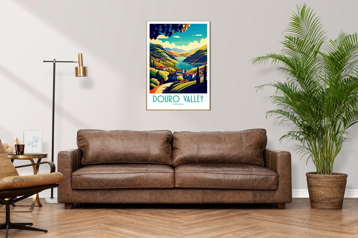 Douro Valley Portugal River Village Vintage Travel Poster Decor - Image 2