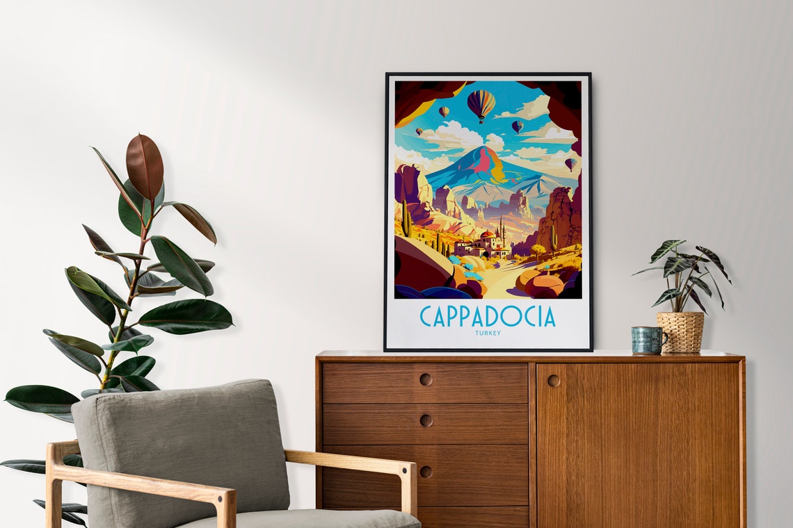 Cappadocia Turkey Hot Air Balloons Rocky Valley Travel Poster - Image 3