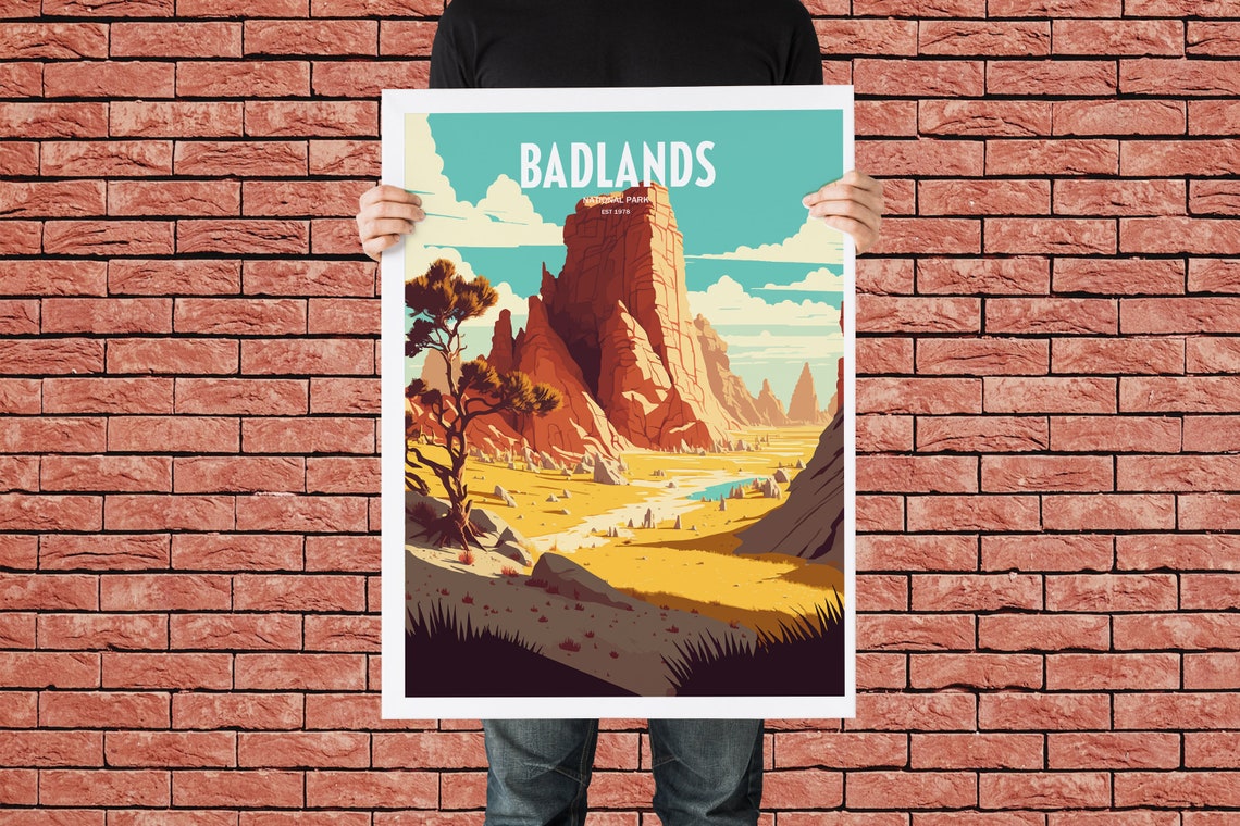 Badlands National Park Travel Print National Park Travel Art Badlands Travel Print Usa National Park Badlands Travel Poster - Image 4