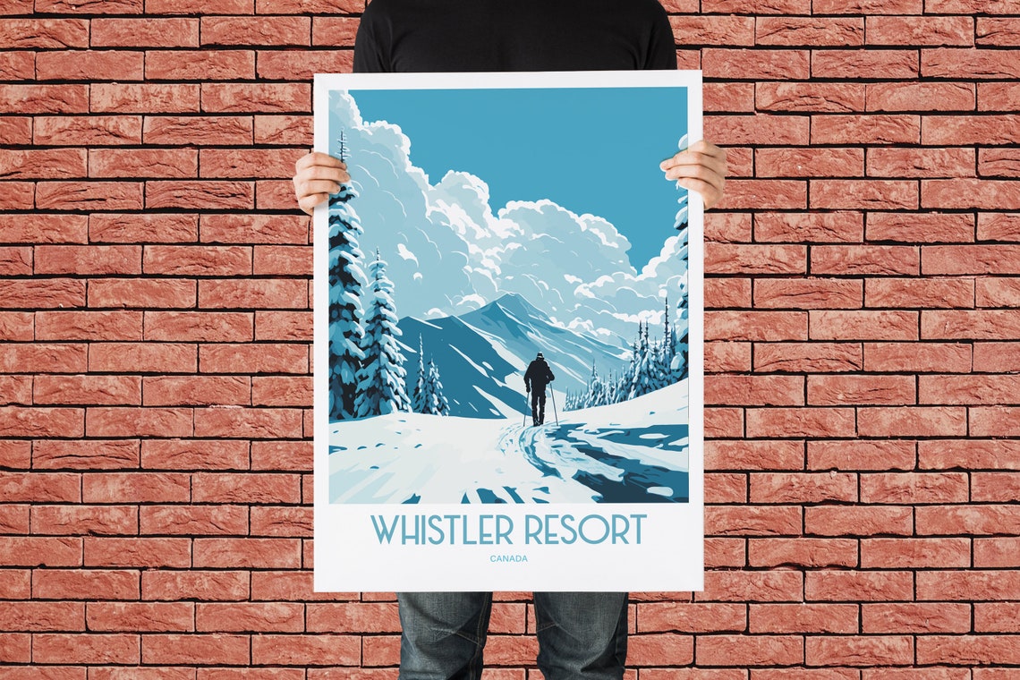 Whistler Resort Travel Print Skiing Resort Travel Art Skiing Travel Print Skiing Mountain Peak Skiing Travel Poster - Image 3