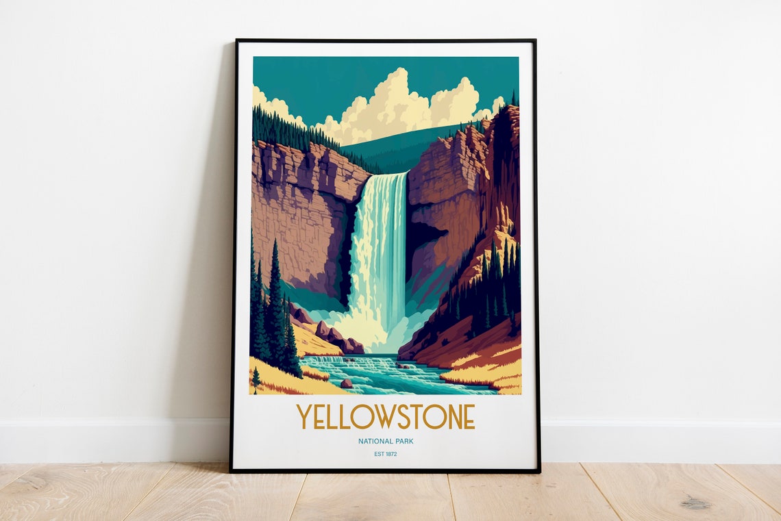 Yellowstone National Park Travel Print National Park Travel Art Yellowstone Travel Print Usa National Park Yellowstone Travel Poster