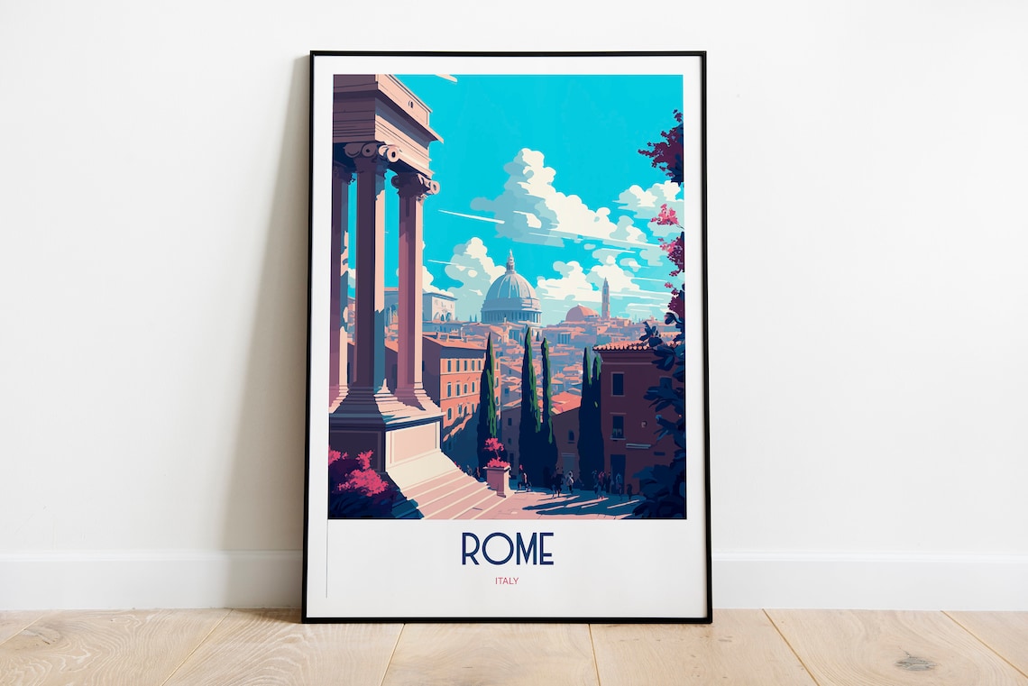 Rome Italy Historic St Peters Basilica Vintage Travel Poster