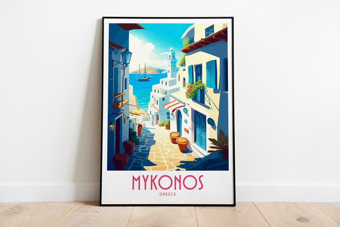 Mykonos Greece Gift For Art Lovers Travel Poster
