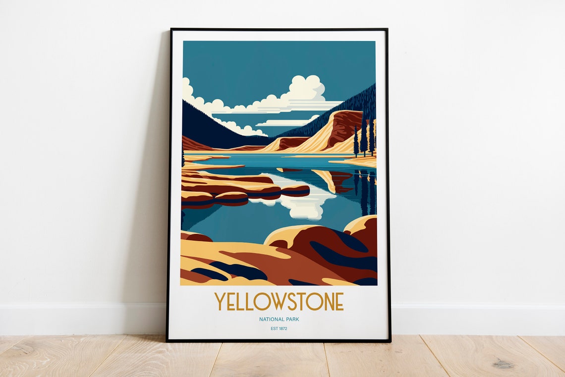 Yellowstone National Park Travel Print National Park Travel Art Yellowstone Travel Print Usa National Park Yellowstone Travel Poster