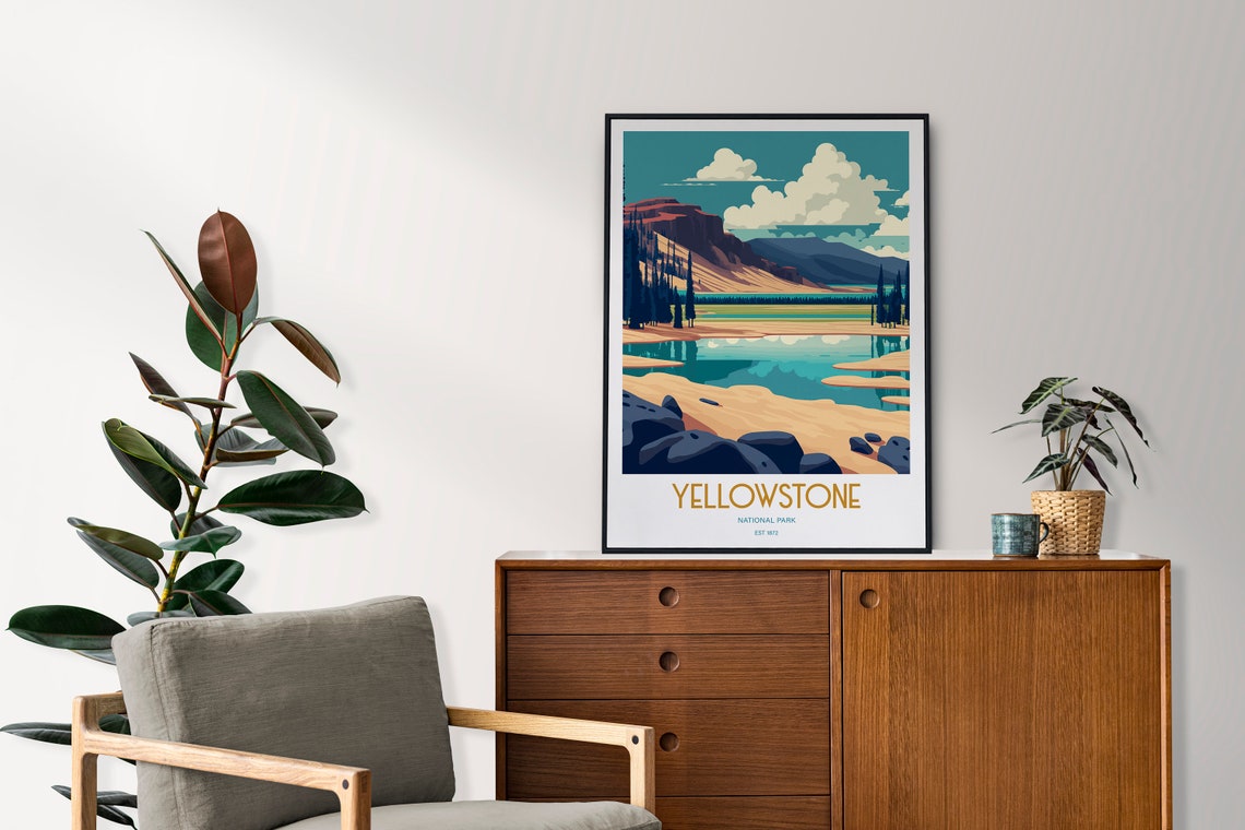 Yellowstone National Park Travel Print National Park Travel Art Yellowstone Travel Print Usa National Park Yellowstone Travel Poster - Image 2