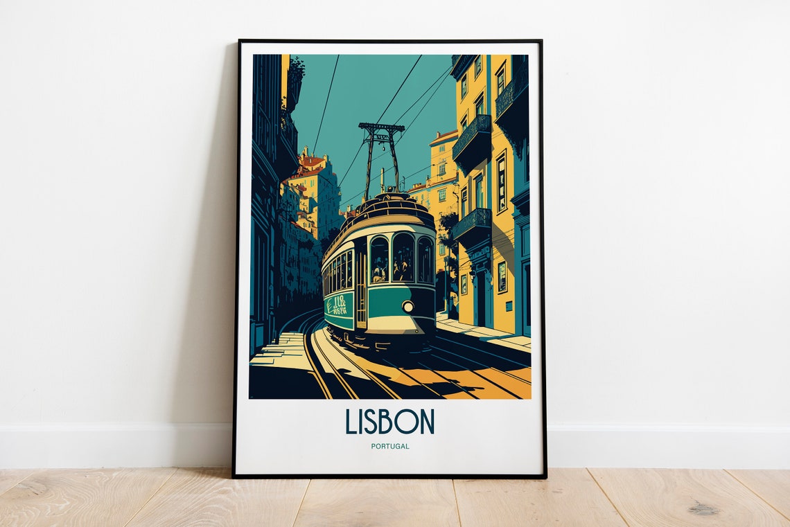 Lisbon Portugal Travel Print Portugal Travel Art Lisbon Tram Travel Print Portugal City Travel Print Lisbon Tram Travel Poster - Image 3