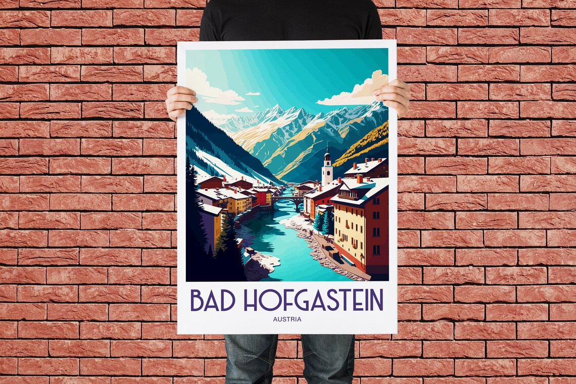 Bad Hofgastein Austria Alpine River Village Snowy Peaks Travel Poster - Image 2