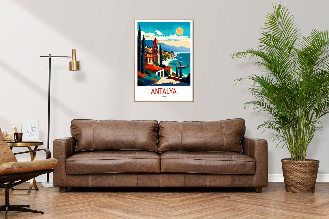 Antalya Turkey Mediterranean Coast Chapel Cypress Travel Poster - Image 2