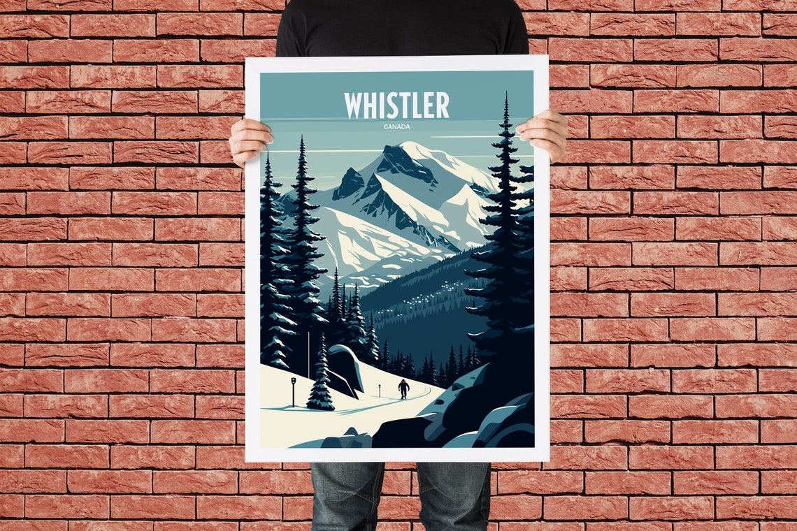 Whistler Ski Travel Print Poster Housewarming Whistler Ski Gift Ski Slope Travel Poster Gift Whistler Ski Print Whistler Resort Gift - Image 3
